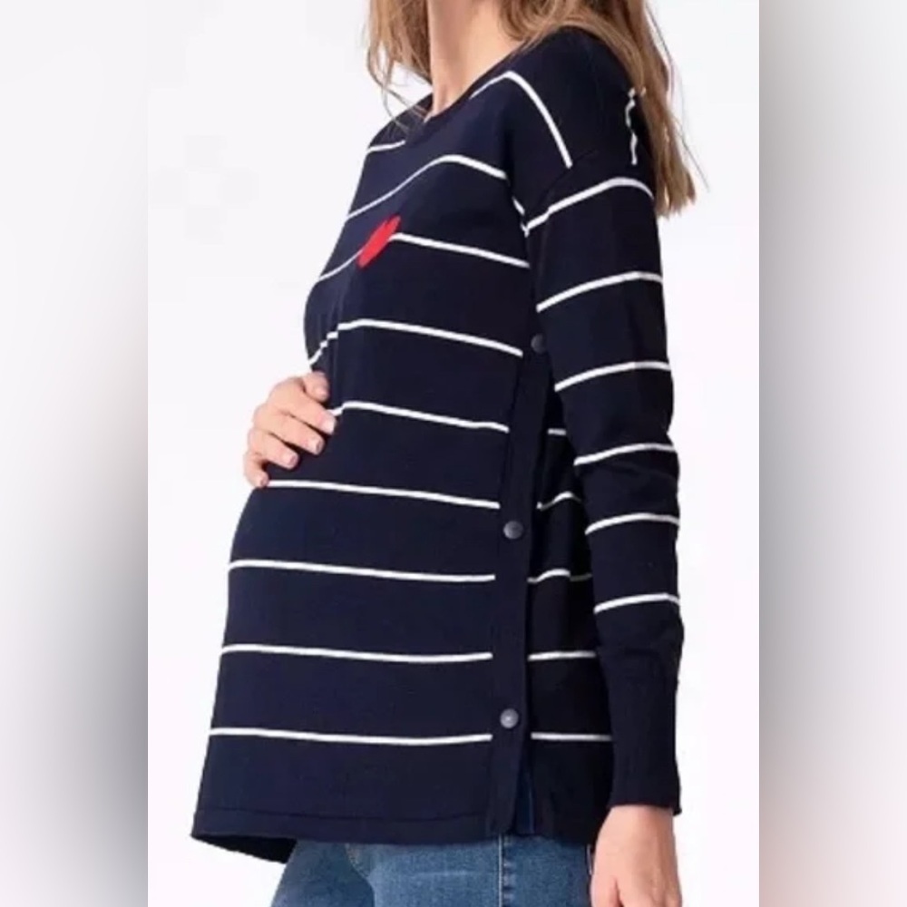 Seraphine Navy Sweater with White Detail